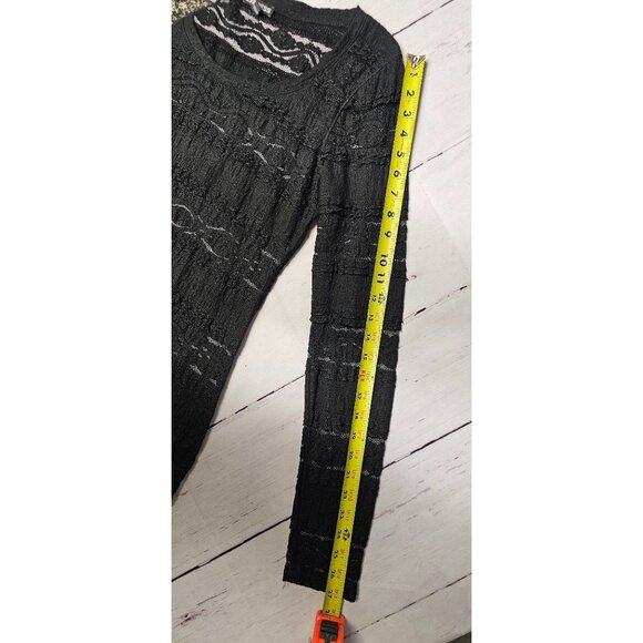 EXPRESS S BLACK FLORAL LACE SEMI SHEER LONG SLEEVE BLOUSE TOP - Picture 5 of 12